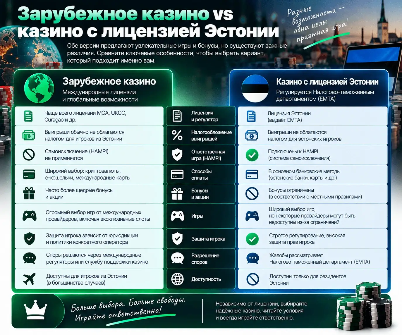 Зарубежное казино vs казино с лицензией Эстонии