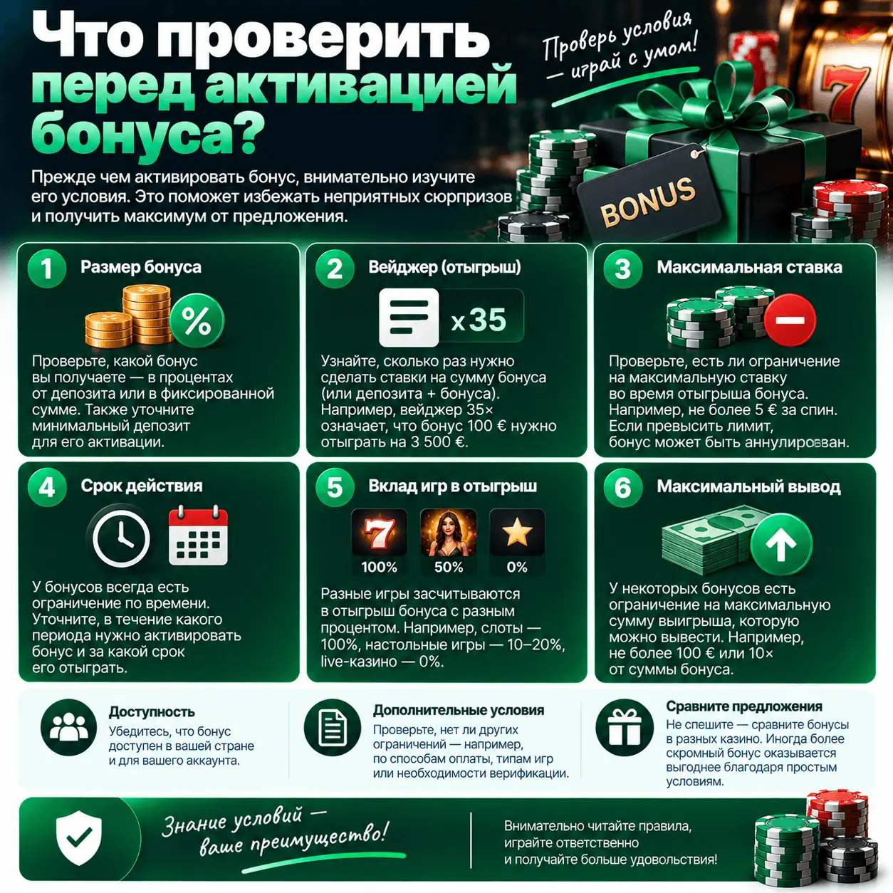 Что проверить перед активацией бонуса
